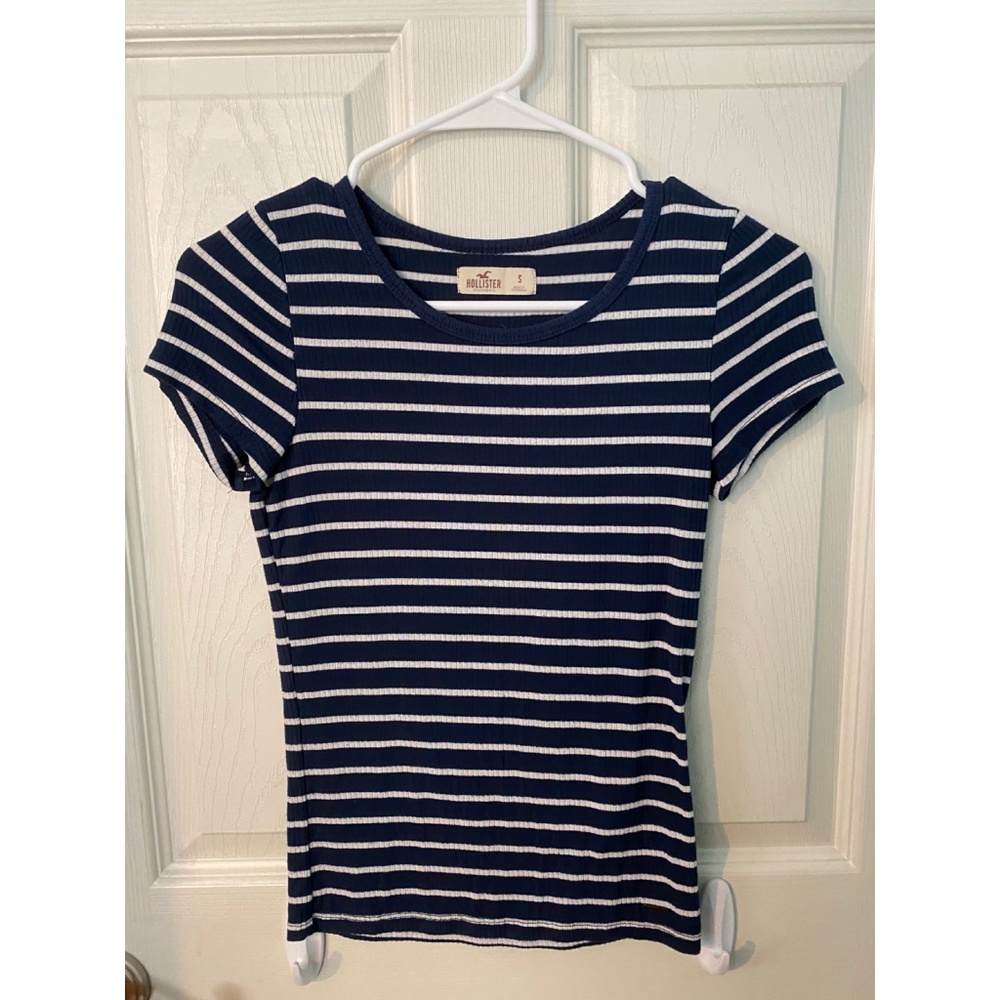 Girls Navy Blue Striped Hollister Shirt
